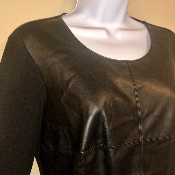 Bailey 44 Mesh Insert Leather Long Sleeve Top, NWT - Picture 4 of 6